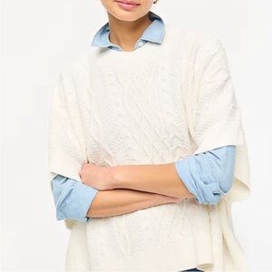 BOGO! J. Crew Fisherman Cable Knit Poncho Sweater Ivory One Size Fits Most